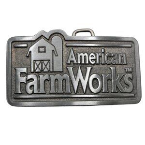 American FarmWorks Belt Buckle Farm Work Barn Silo Farmer Vintage Cowboy